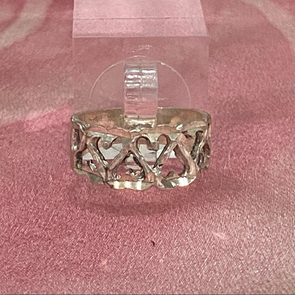 VINTAGE Silver Heart Handmade Die Cut Ring